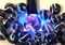 25 Glass Marbles ASTRONAUT Purple/Blue game vtg style Shooter Taws Mib Swirl